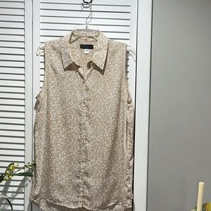 Calvin Klein Light Tan Patterned Sleeveless Top